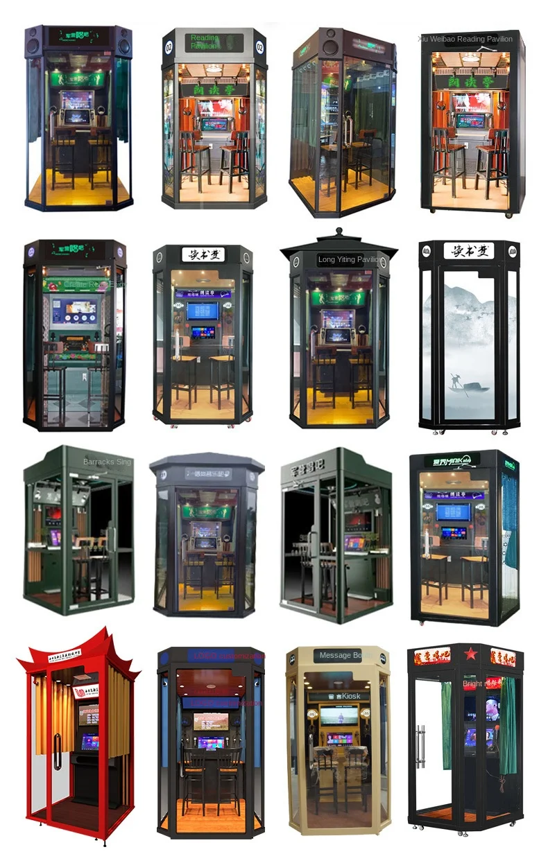Mini Karaoke Box KTV Booth Karaoke Machine Commercial Coin Operated Singing Room Cottage Box Metal Multi-Language