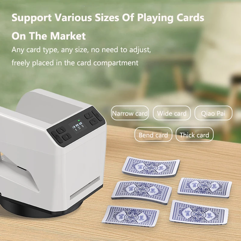تاجر البطاقات الأوتوماتيكي القابل لإعادة الشحن، أداة توزيع أوراق اللعب، جهاز البوكر الكهربائي لألعاب الحفلات والتخييم #4