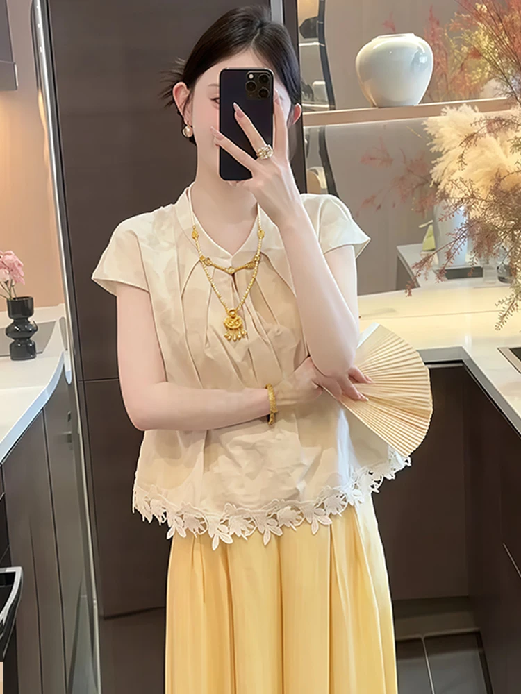 Ele Stand Kraag Button up Svel Vest Dames Zomer Nieuwe Losse Afslankende Ontwerp Bloemen Top Faionable Vrijetijdskleding