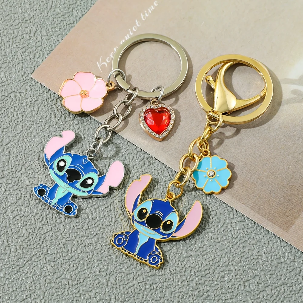 1pc Disney Stitch Keychain, Metal Backpack Pendant, Birthday Gift, Luggage Accessories, Cute Cartoon Car Key Pendant
