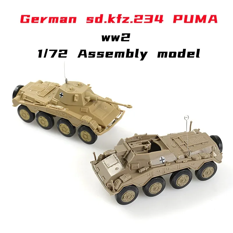 1/72 WWII German PUMA Cougar Wheeled Armored Vehicle Reconnaissance Car Military Assemble Model Kit Chariot Toy