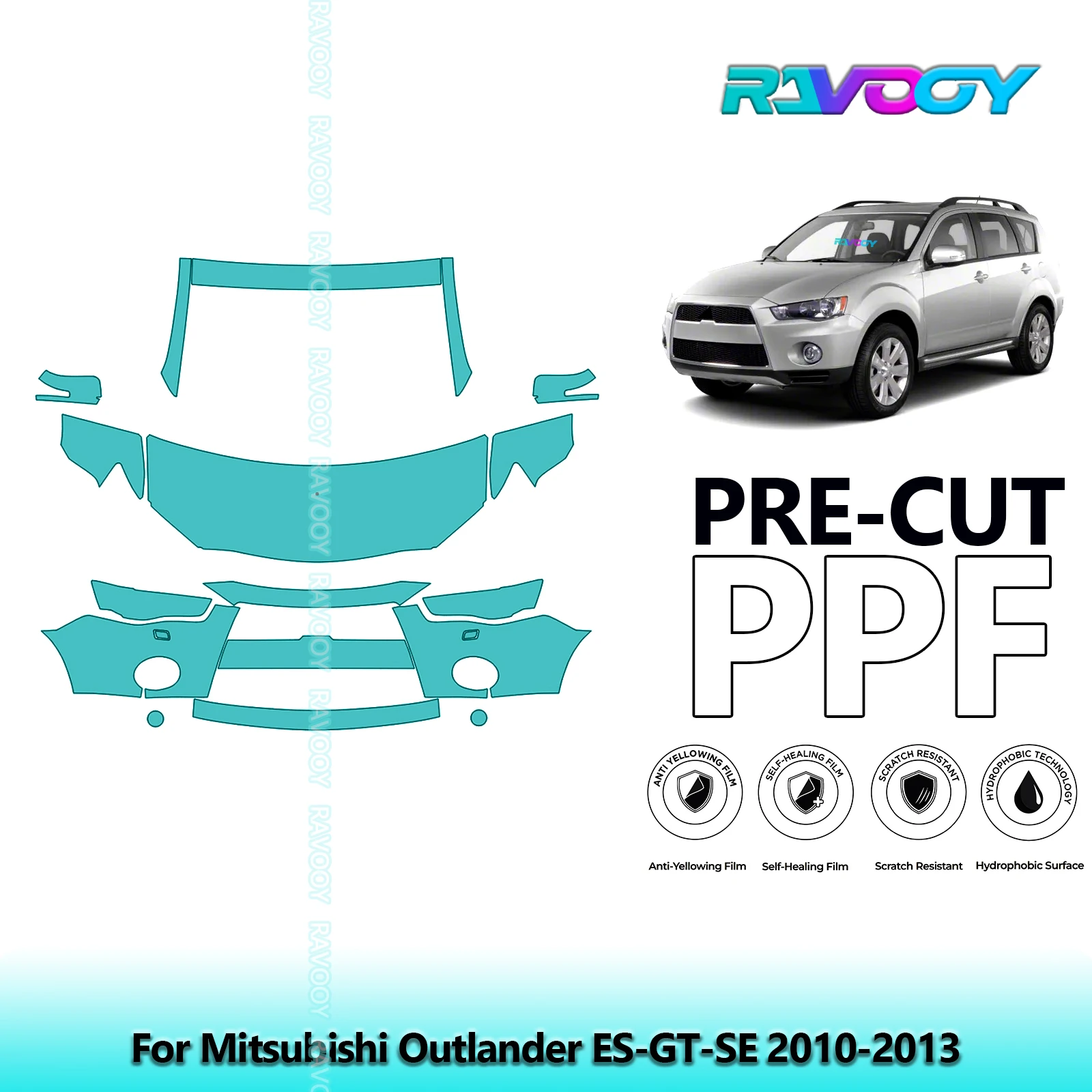

Car Front Kit Clear Bra Precut PPF Paint Protection Film For Mitsubishi Outlander ES-GT-SE 2010-2013