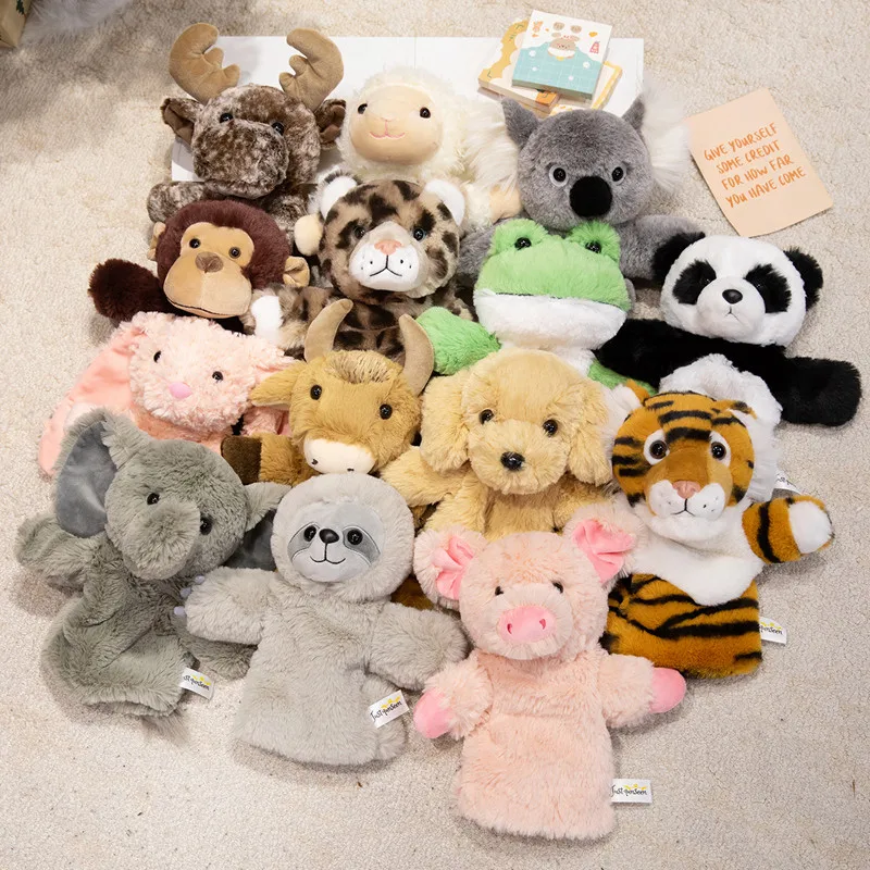 

Stuffed Plush Animals Lion Giraffe Toys Kindergarten Story Teaching Aids Kids Education Dolls Kids Toys Baby Finger Puppets Doll