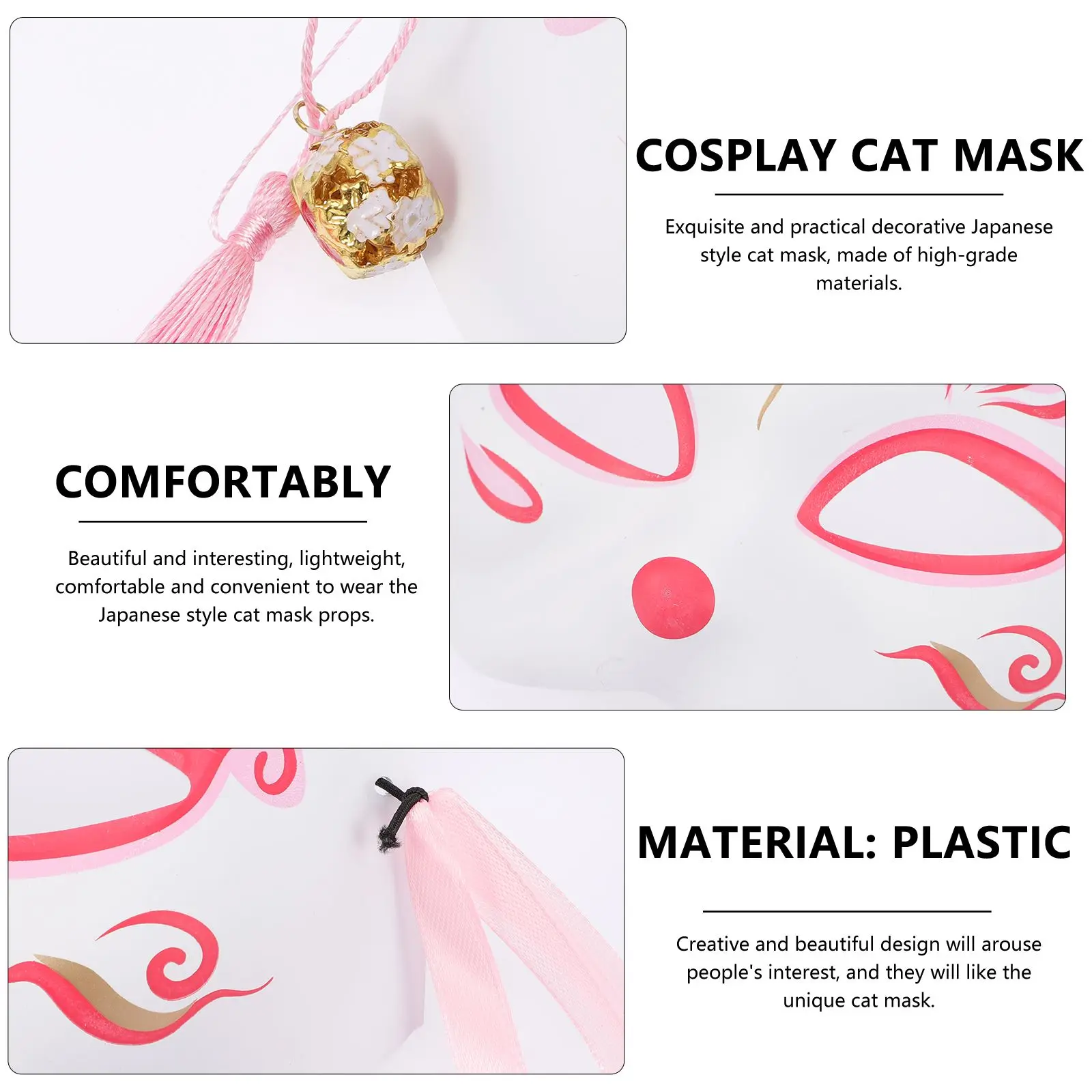 2 pezzi Maschere per gatti in stile giapponese Costumi da festival leggeri e confortevoli Accessori per cosplay anime Grandi regali