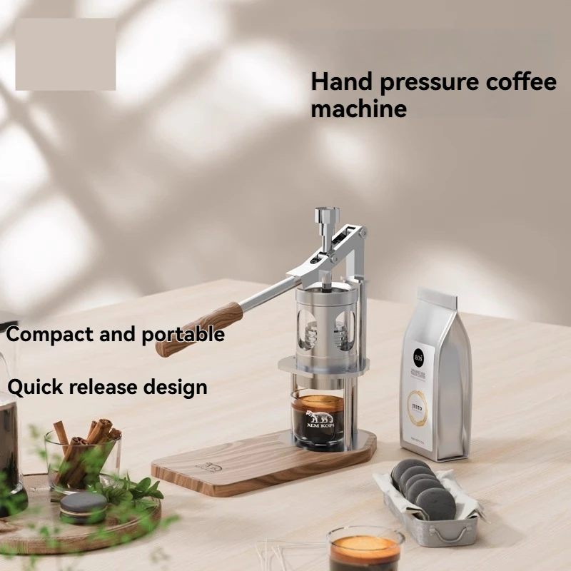 New Mini 6-9Bar Manual Espresso Maker - Portable Micro Hand Press for Camping, Italian Crema System with Pressure Gauge