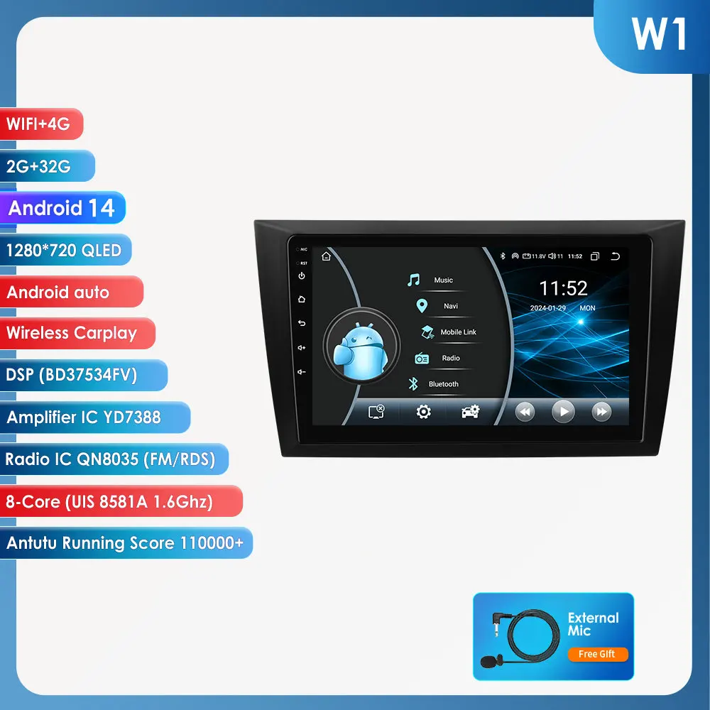 Hizpo 6115 AI 4G LTE draadloze CarPlay Android Auto autoradio voor VW Volkswagen Golf 6 2008 2009 2010-2016 GPS Navigatie BT DSP RDS FM