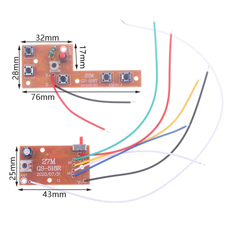 5CH RC Remote Control 27MHz Circuit PCB Transmitter And Receiver Board With Antenna Radio System Car Accessories