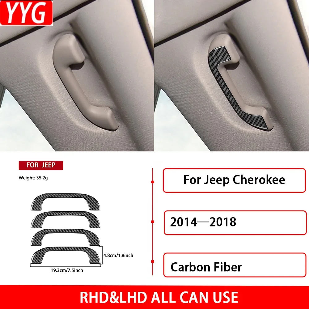 For Jeep Cherokee 2014—2018 Car Accessories Real Carbon Fiber Roof Puller Cover Panel Trim Sticker Decoration