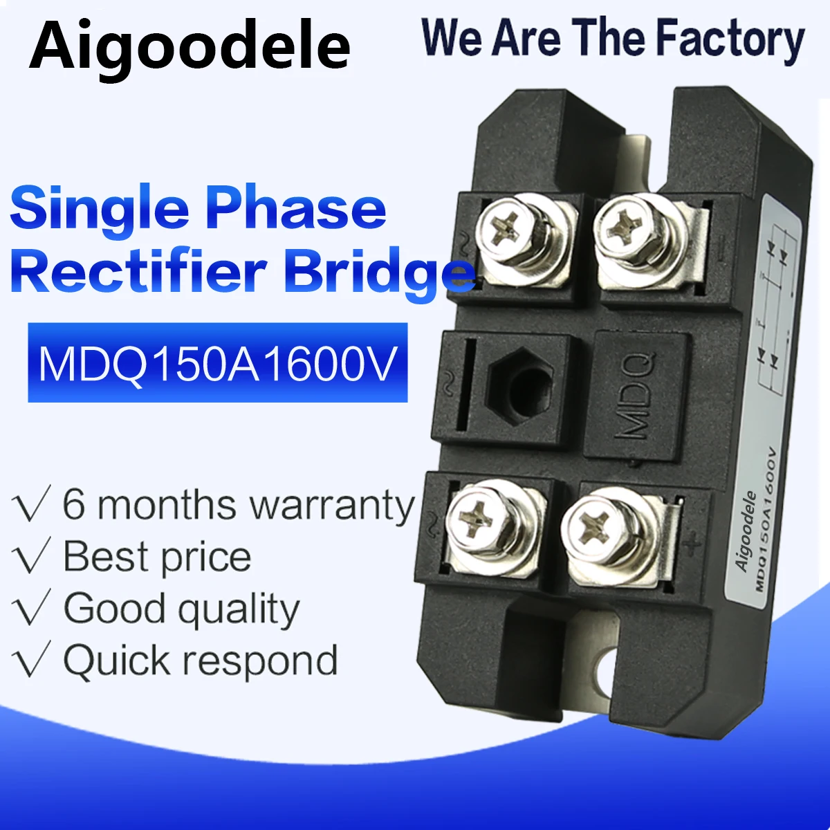 MDQ Series Single Phase Bridge Modules MDQ150A 150A Amp 1600V 1-Phase Diode Rectifier