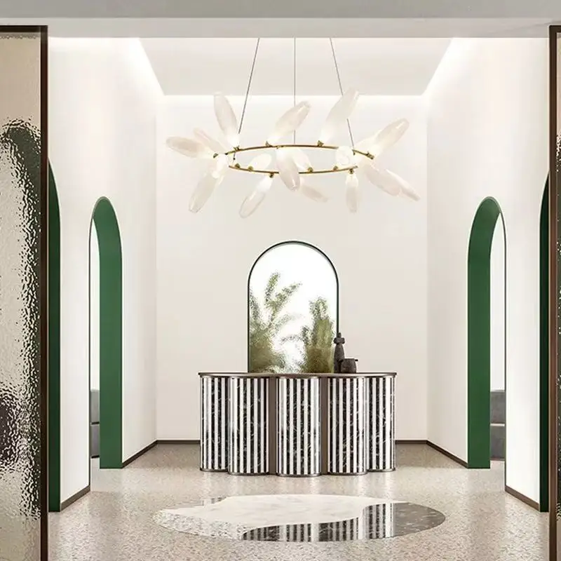 

Designer light living room ceiling marble chandelier, suitable for bar decoration, dimmable, metal lustre