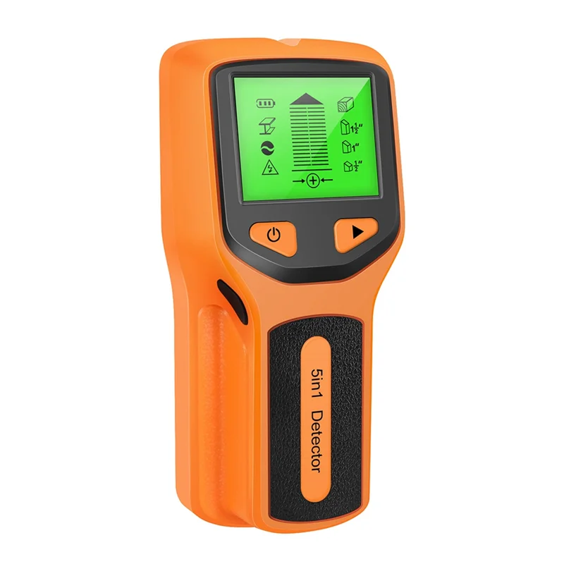 5 in 1 Wall Scanner Stud Detector Digital Handheld Wall Detector PVC Water Pipe Metal Finder Scanner Orange