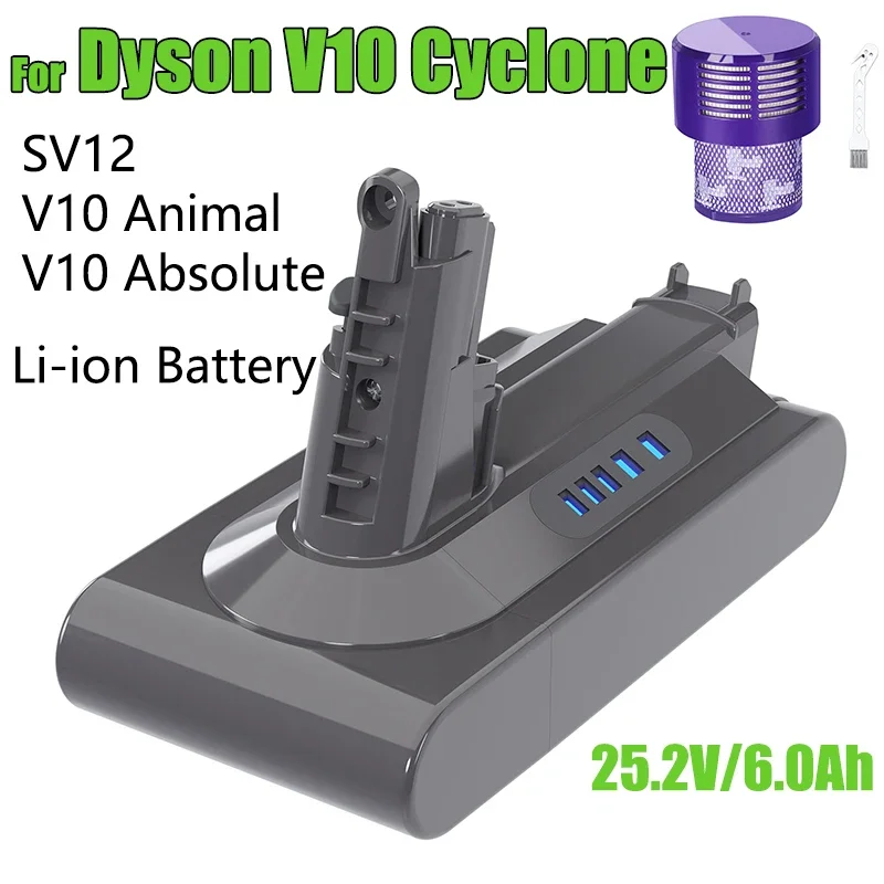 

For Dyson V10 Battery 25.2V 6000mAh Li-ion Rechargeable Battery SV12 V10 Absolute V10 Fluffy cyclone V10 Battery Vacuum Cleaner