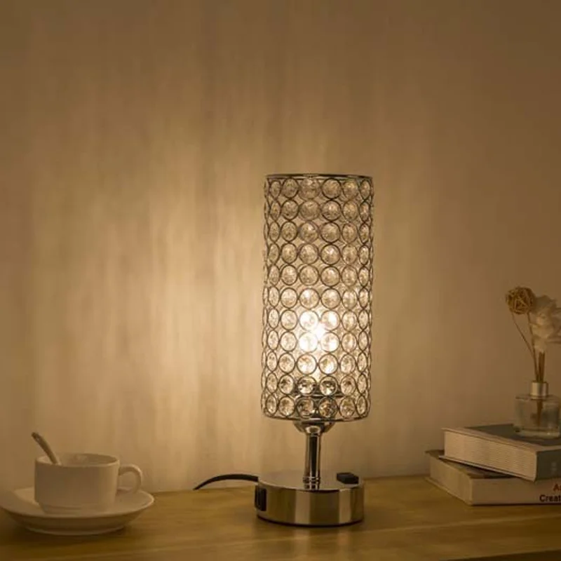 

Modern LED Crystal Lampshade Floor Lamp with Dimmable USB C+A Charging Ports for Bedroom Dressing Table