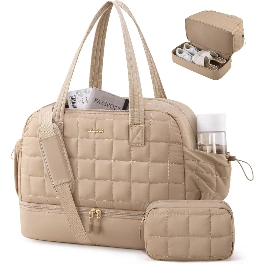 

Large Travel Duffle BagWeekender Bags For Women with Shoe Compartment Puffer Carry On Bags For Airplanes Hospital Bag for Labor