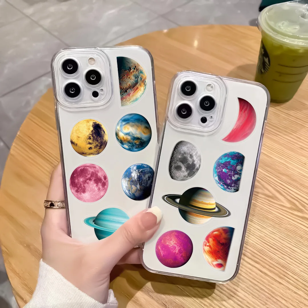 50Pcs Transparent Planet Moon Stickers Universe Space Graffiti Decals DIY Notebook Suitcase Phone Cool Cartoon Sticker Toy