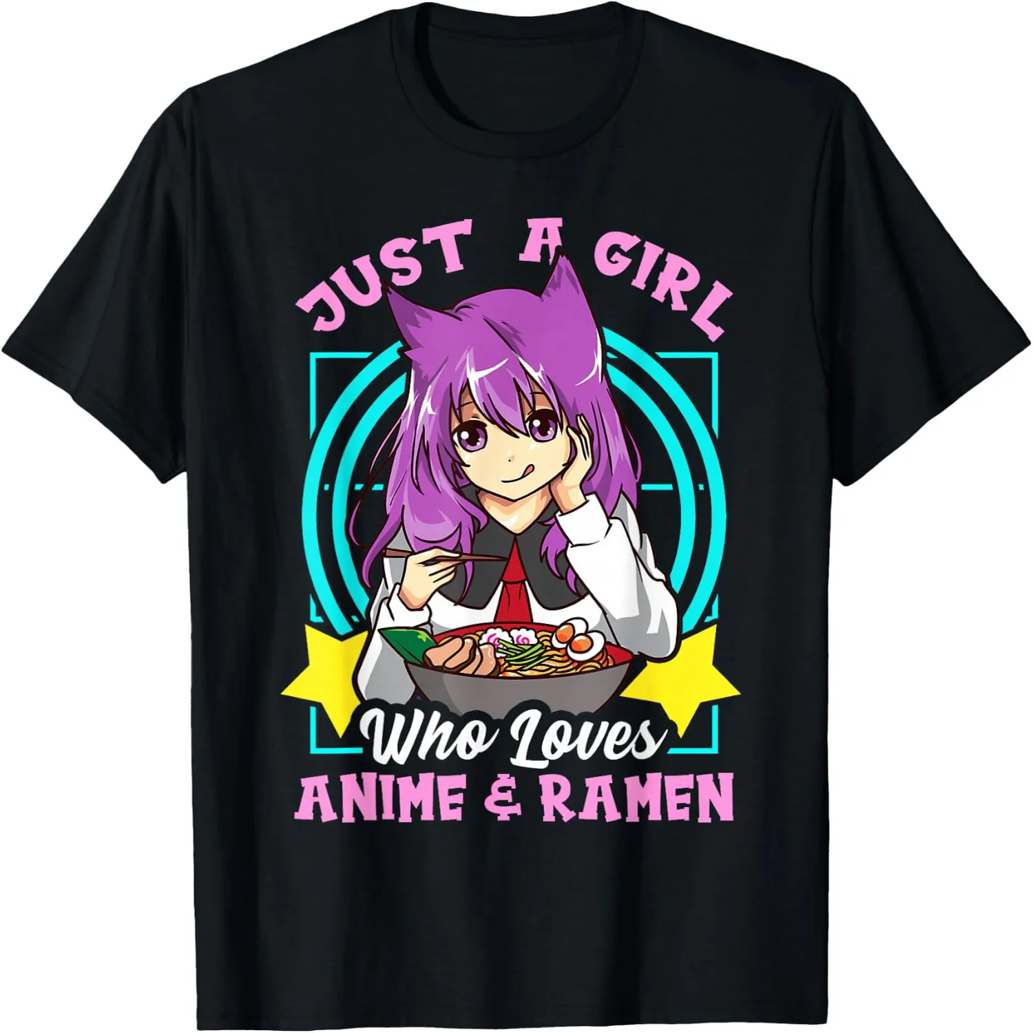 Just A Girl Who Loves Anime and Ramen Bowl Teen Girls T-Shirt
