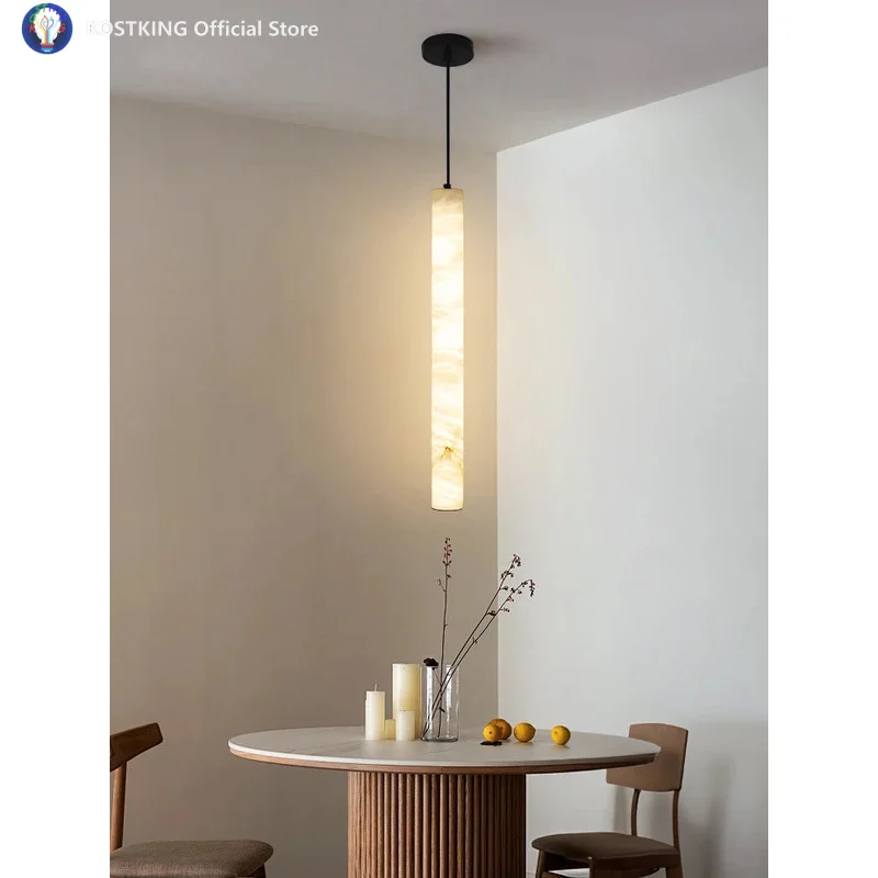 Dimmable LED Marble Fun Black Gold Chrome 2024 Alabaster Chandelier Pendant Light Suspension Luminaire Lampen For Living Room