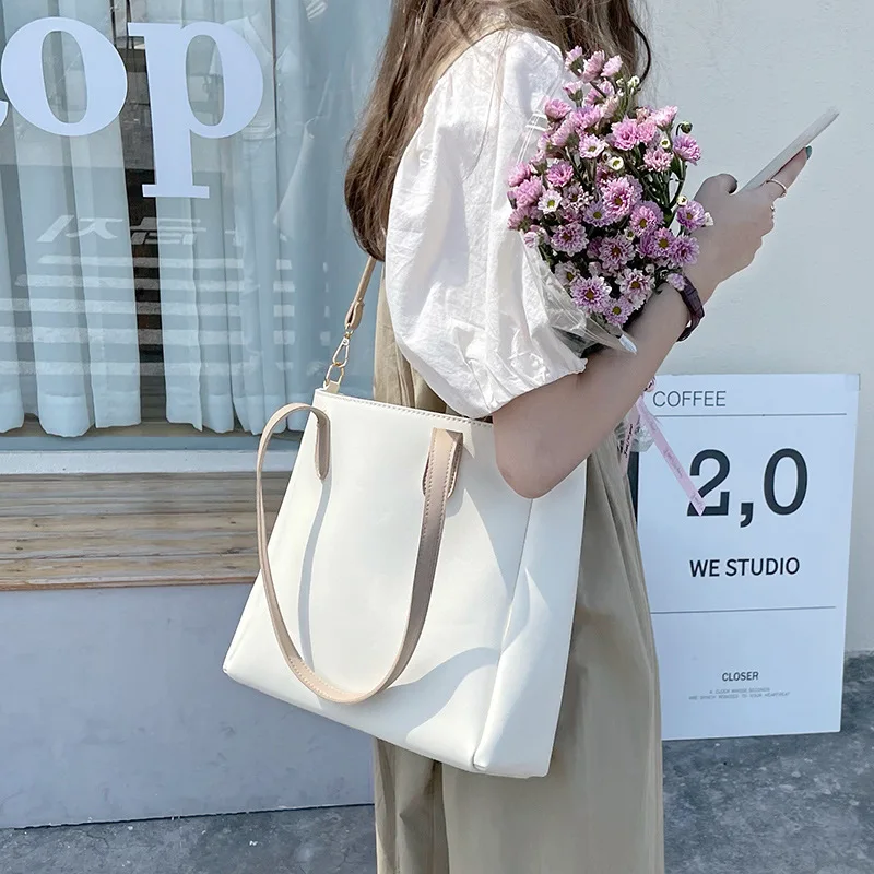 Casual Grande Capacidade Bolsas de Ombro para As Mulheres Suave Simples Na Moda PU Couro Compras Viagem Crossbody Bolsas Ulzzang