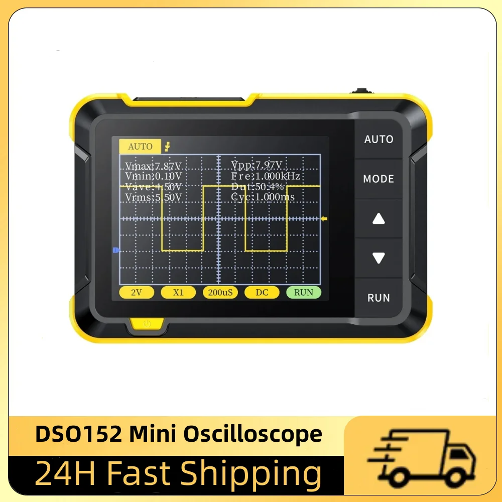 fnirsi mini osciloscopio digital portatil dso152 200khz largura de banda analogica 800vpp atualizacao de firmware pwm 25msa s 01