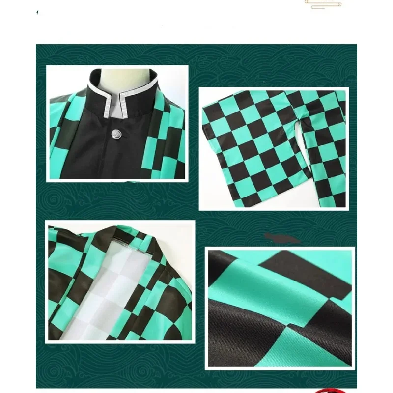 Kostium Cosplay Anime Demon Slayer Tanjirou Kamado Kimetsu No Yaiba Męski Kimono Uniform Disfraz Halloween Party Maskarada