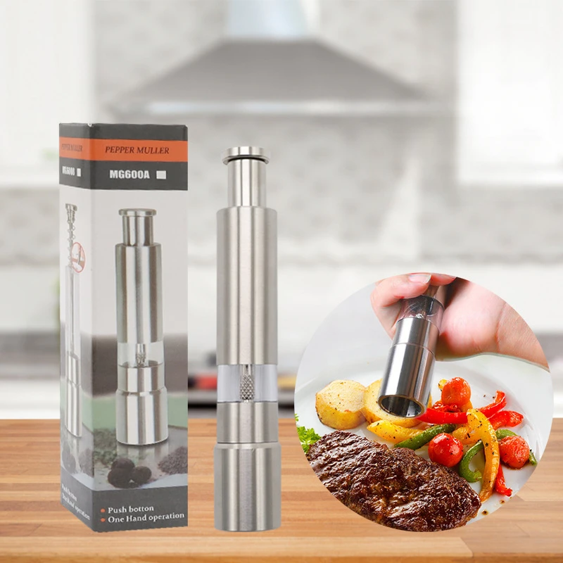 Stainless Steel Pepper Grinder Home Self-service Restaurant  Mini Small Manual Press Coarse Salt Cumin Grinder Seasoning Bottle