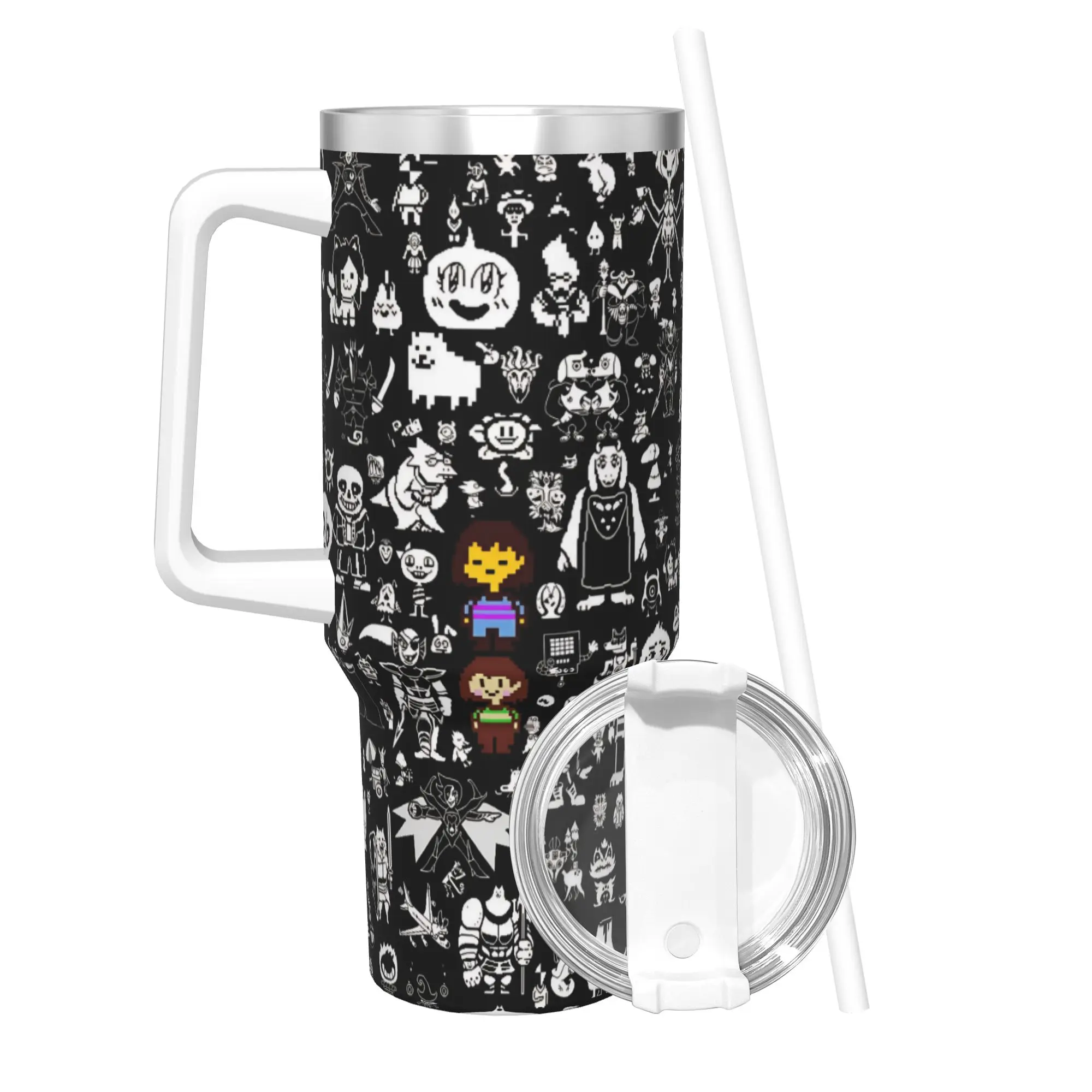 40OZ Stainless Steel Tumbler Undertales Thermal Cups Sans Papyrus Heat Preservation Hot Drinks Mugs Cup Camping Water Bottle