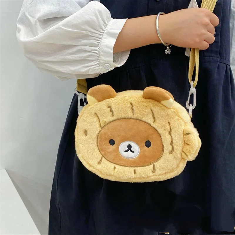 Kawaii Rilakkuma Snapper Shoulder Bag Cartoon Plush Storage Bag Autumn New Inclined Shoulder Bag Japanese Anime Peripheral Gifts