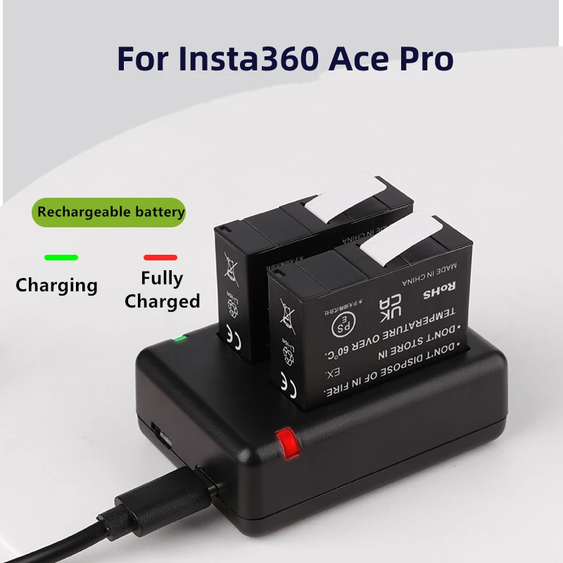 1800mAh Battery Pack for Insta360 Ace Pro/Ace + dual slots charger for Insta360 Ace Pro Accessories