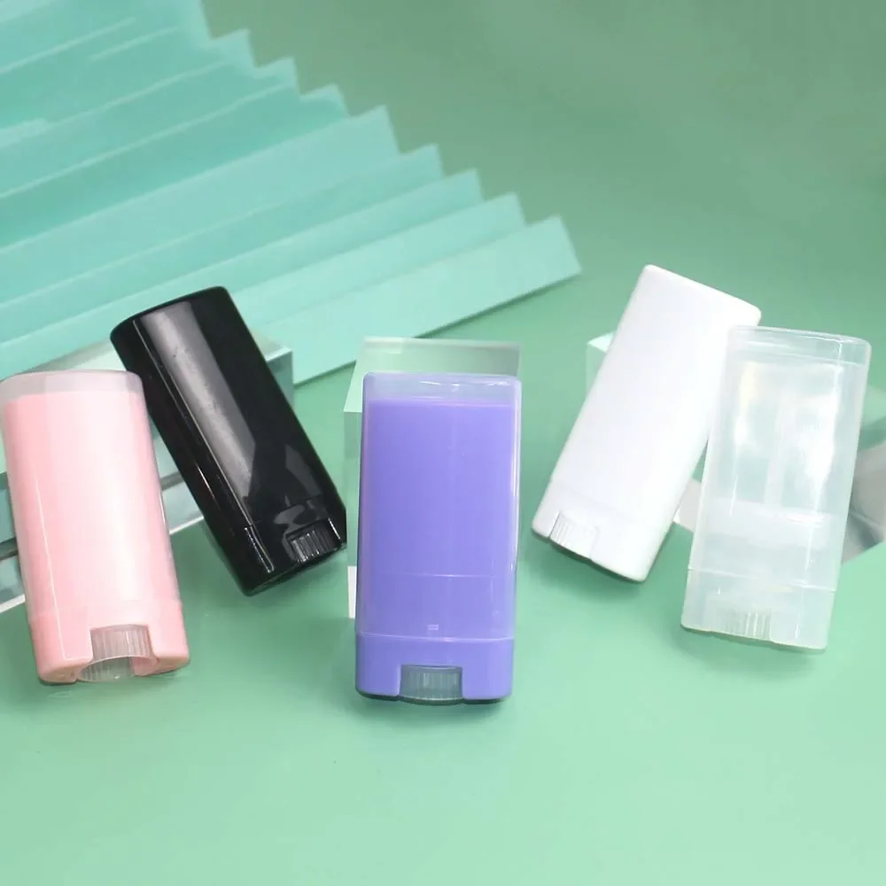 Empty Oval Lip Balm Tube Plastic White Solid Perfume Deodorant Containers Portable Makeup Lipstick Tubes