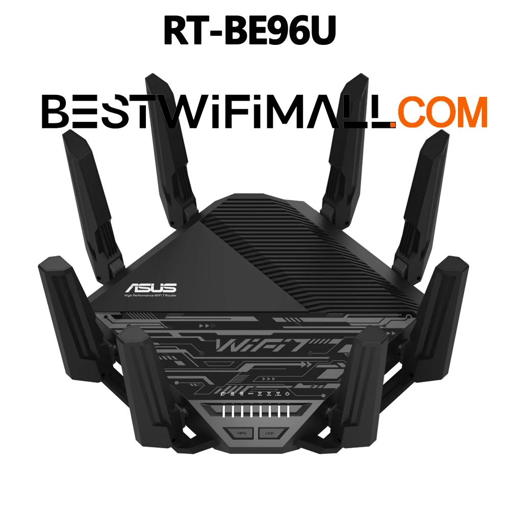 ASUS RT-BE96U BE19000 WiFi 7 Router Tri-Band 320MHz Bandwidth 4096-QAM Multi-Link Operation (MLO), Dual 10G Ports AiMesh