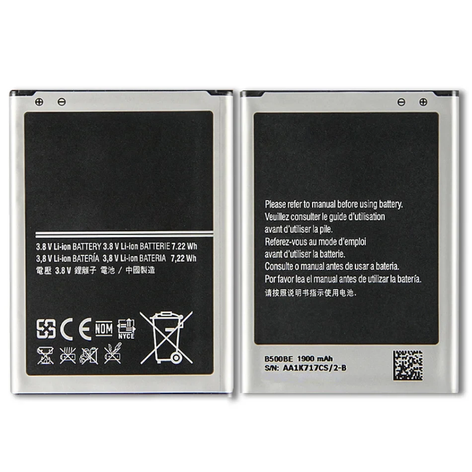 B500BE Battery 1900mAh For Samsung Galaxy S4 Mini I9192 I9195 I9190 I9198 J110 I435 I257 B500AE 3 Pin Batterij