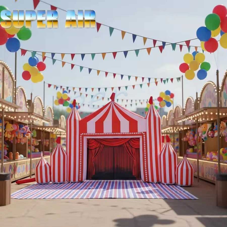 Portable Outdoor Inflatable Circus Archway with Removable Ring Entrance Arch Gate for Carnival Advertising