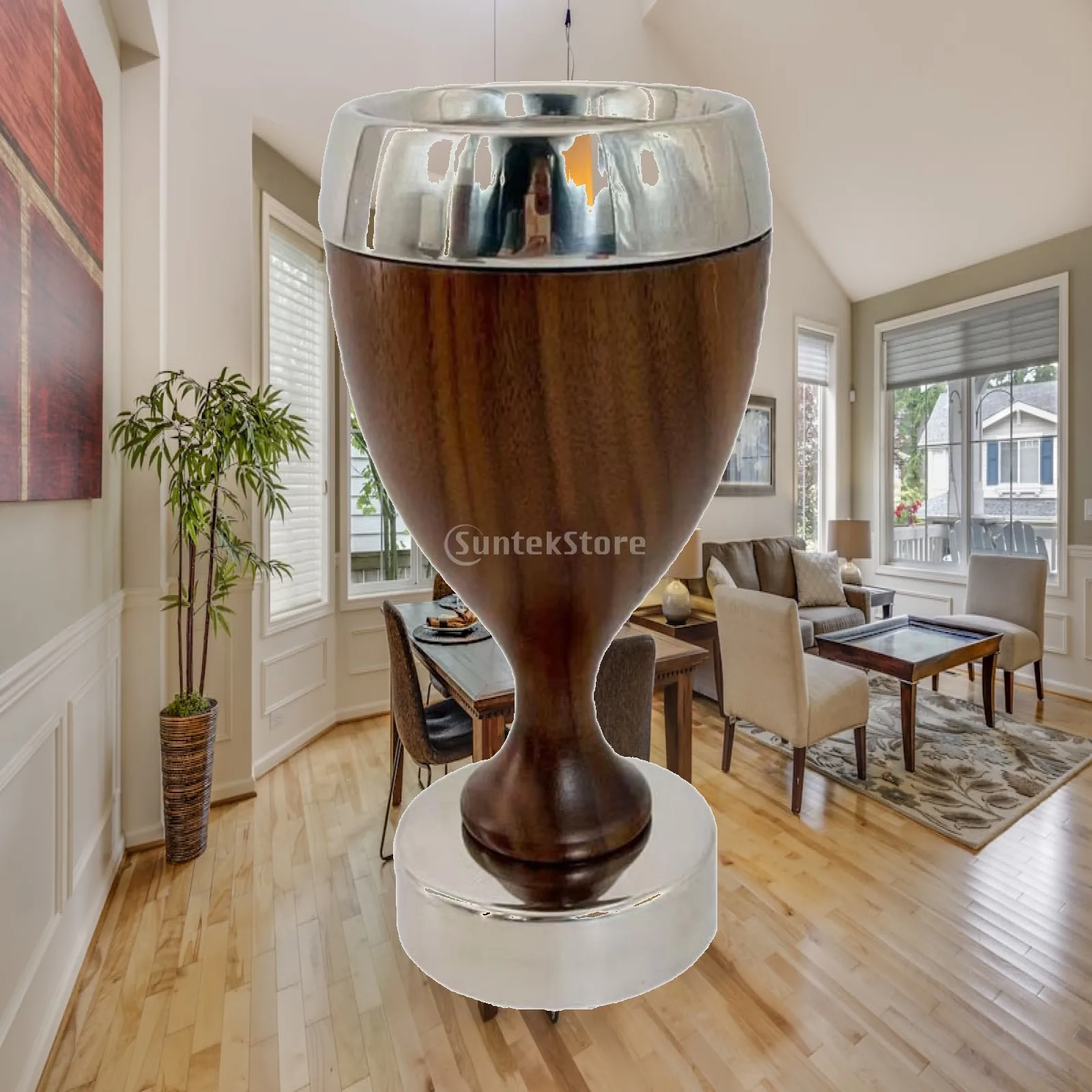 Stainless Steel Vase Flower Vase Plant Container Decorative Wooden Home Decor Flower Arrangement for Dining Table Cafe Shelf