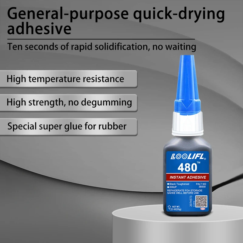 

20g Loctite 480 Black Super Black glue for Plastic Wood Metal tyres Rubber shoes Strong Adhesive Repair