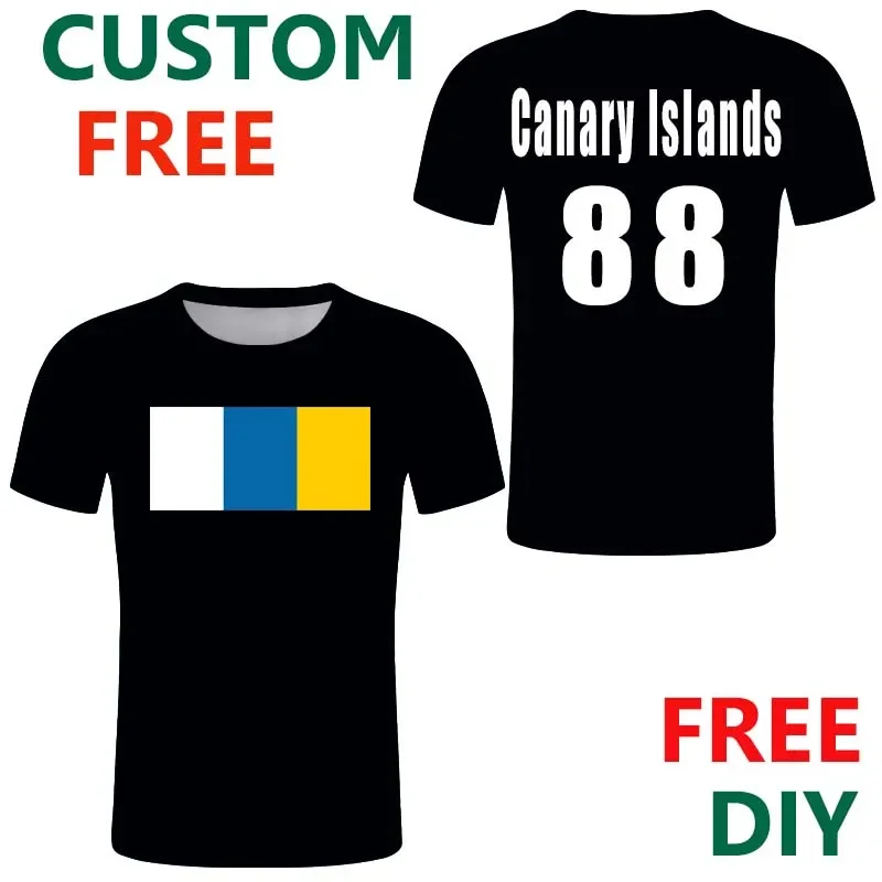 Canary Islands  Men T Shirt Free Custom CanariesFlag Tshirt ISLAS CANARIAS Espanol Young Man SPAINISH Clothes