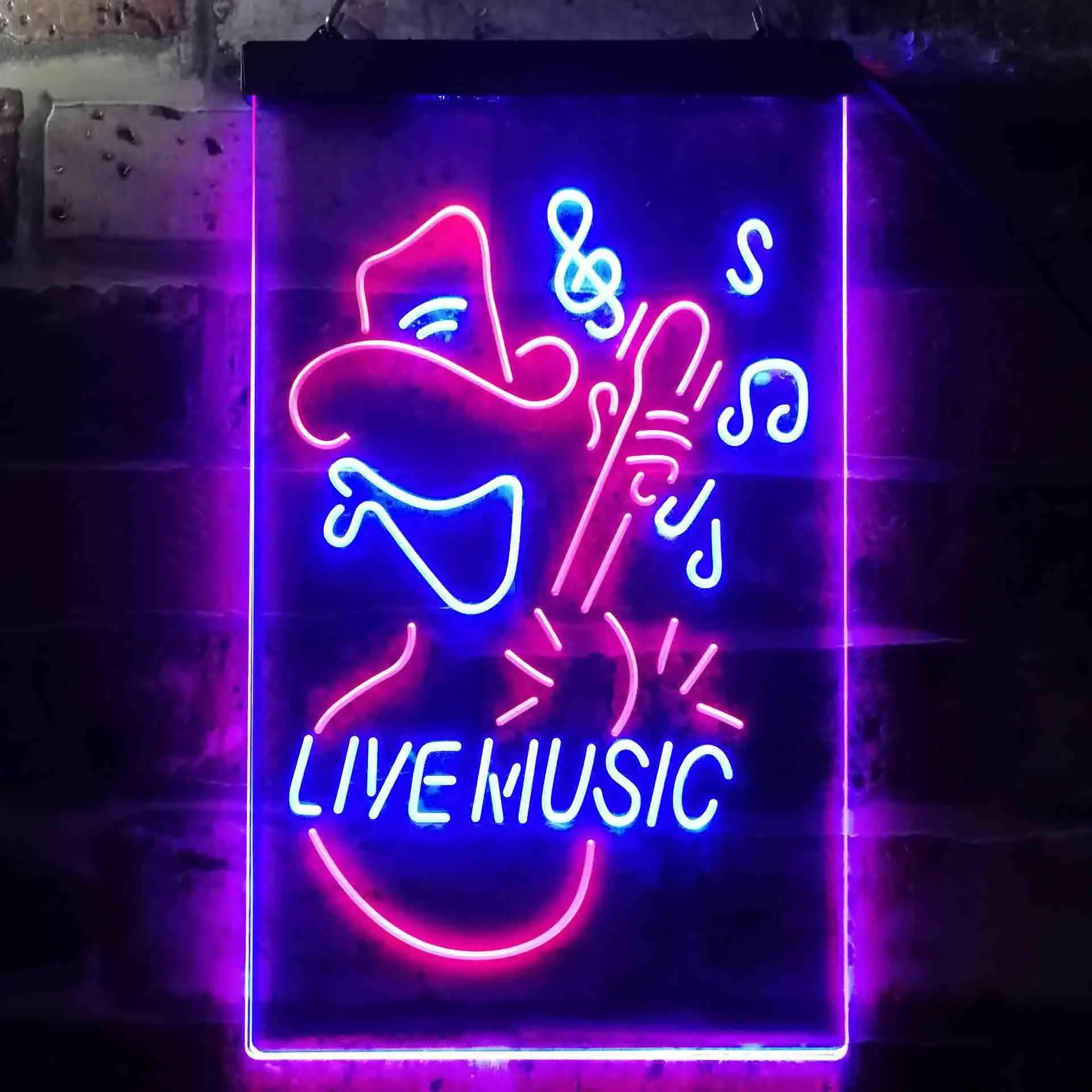 

Cowboy Live Music Guitar Dual Color Led Neon Sign st6-i3469