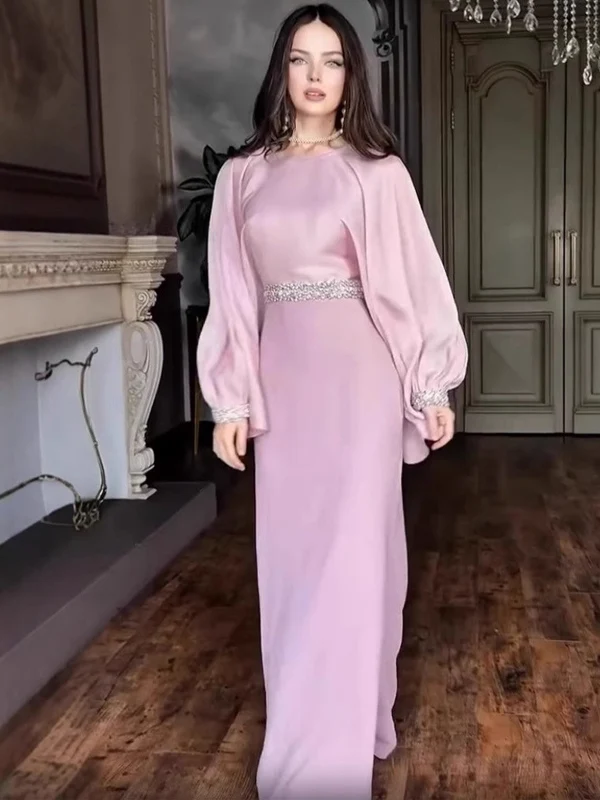 

Ele Long Sve round Ne Dr Women's Faionable Autumn New Sle High-End Lightweight Unique French Sle Cotton Bod...