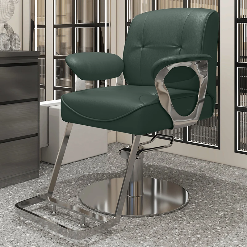 Minimalist Hair Salon Chair Specific Adjustable Rotating Hot Dyeing and Cutting Barber Chair Men Peruvian Cosmetic Stool 빈티지