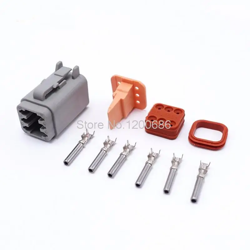 

10Kits/Lot Female 6 Pin New Deutsch Automotive Waterproof Sealed Electrical Wire Connector Plug Sets DT06-6S