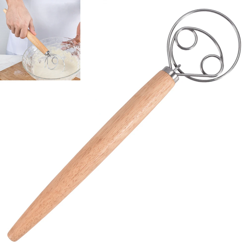 

Large Hand Danish Dough Whisk Bread Mixer Stainless Steel Cake Pastry Dough Mixer Stick Egg Beater Kitchen Baking Blender Tools