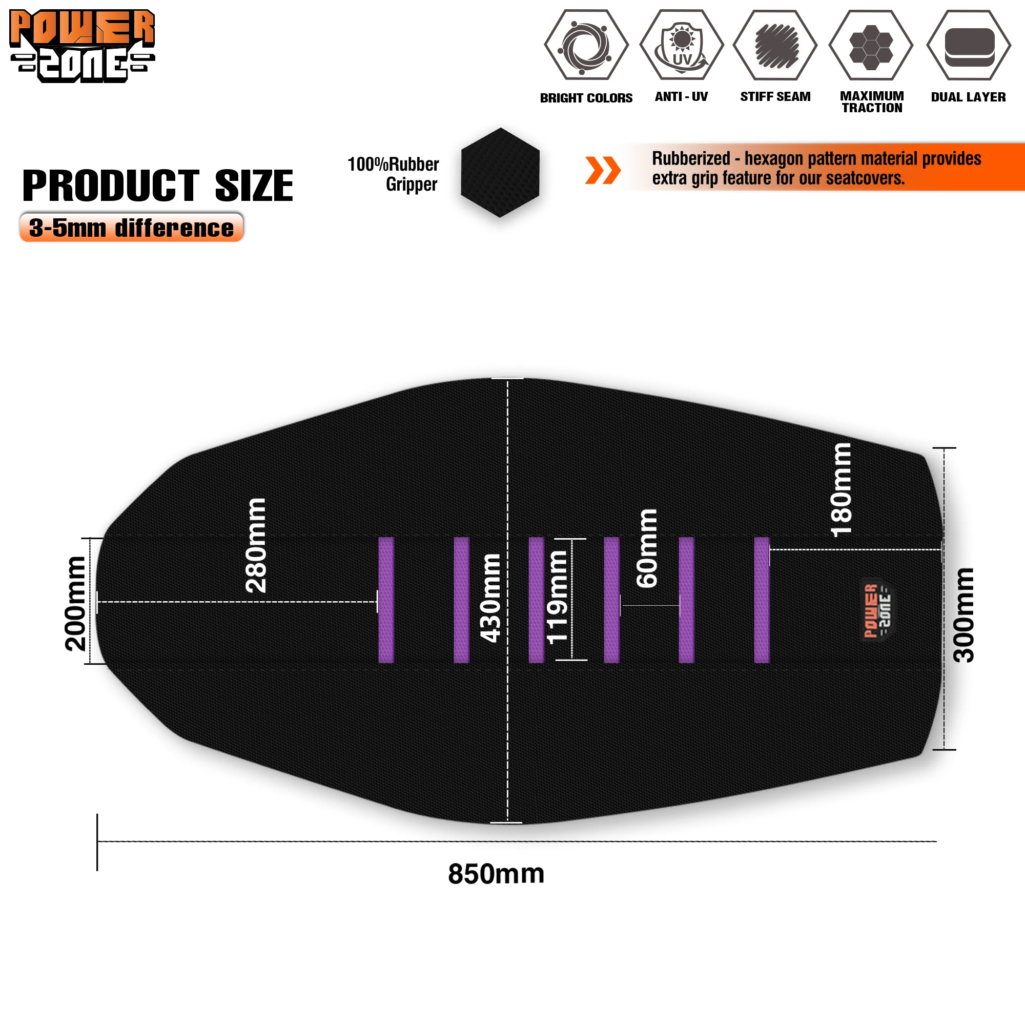 Powerzone العالمي مضلع غطاء مقعد لينة مقاوم للماء عدم الانزلاق مضلع غطاء مقعد دراجة نارية ل SXF EXC KXF CRF YZF WR TC TE #2