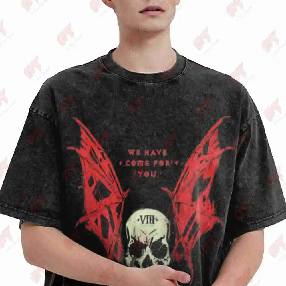 40 000 Night Lords We're Here You Gothic Tabletop Gamers Vintage Washed Tee Pure Cotton T-Shirt