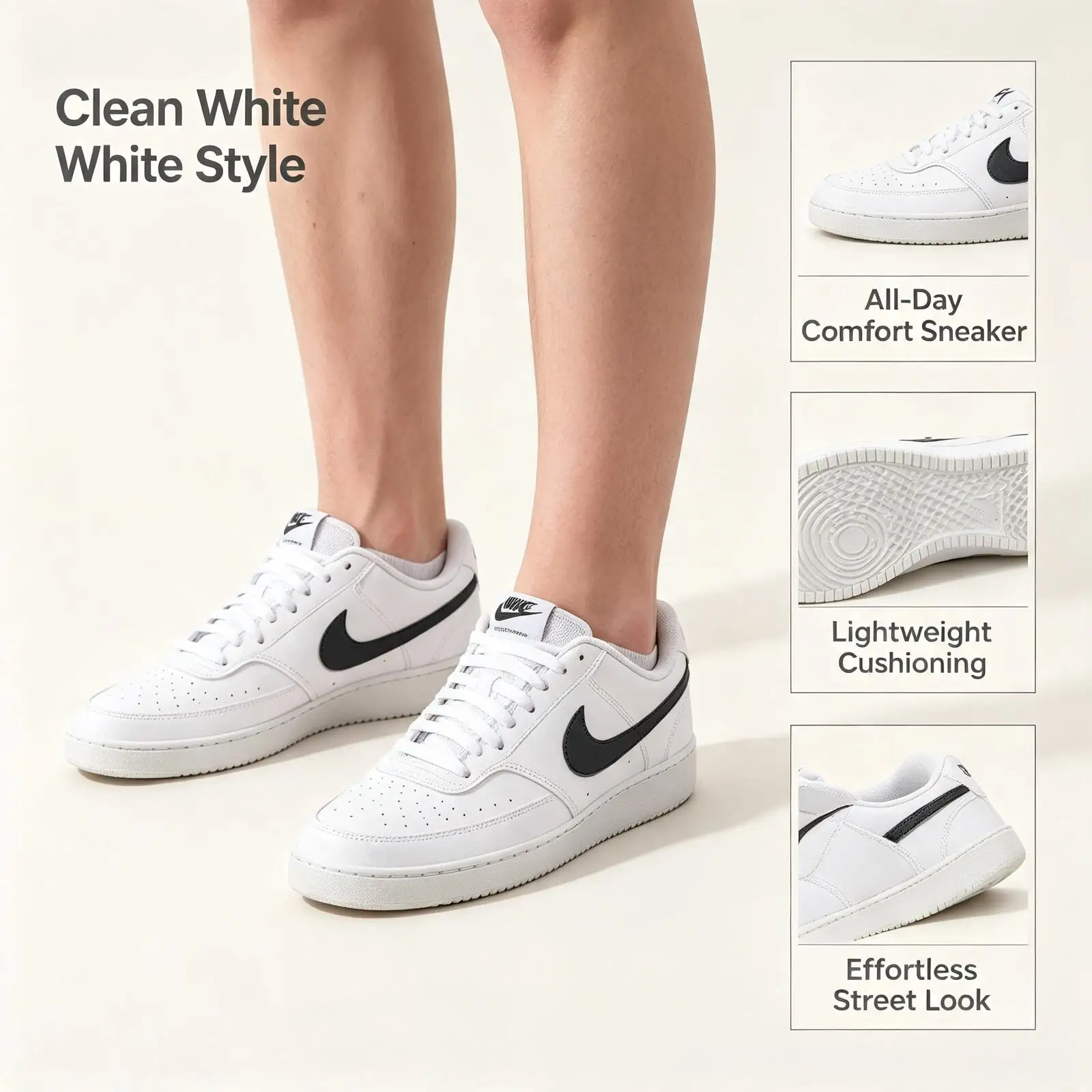 Hot Nike Men's Court Vision Low Next Nature Low-Top Cushioned Casual Shoes Commuter Fashion Sneakers Dh2987-101 DH2987-101|40