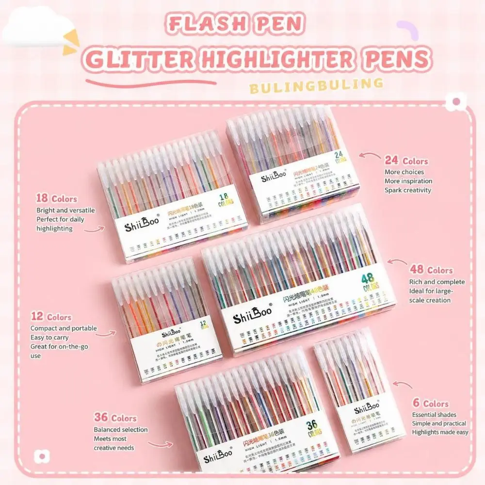 8-60pcs Glitter Ink Glitter Gel Pens Fine Tip Multicolor Gel Ink Pens Translucent Barrel Smooth Writing Coloring Pens
