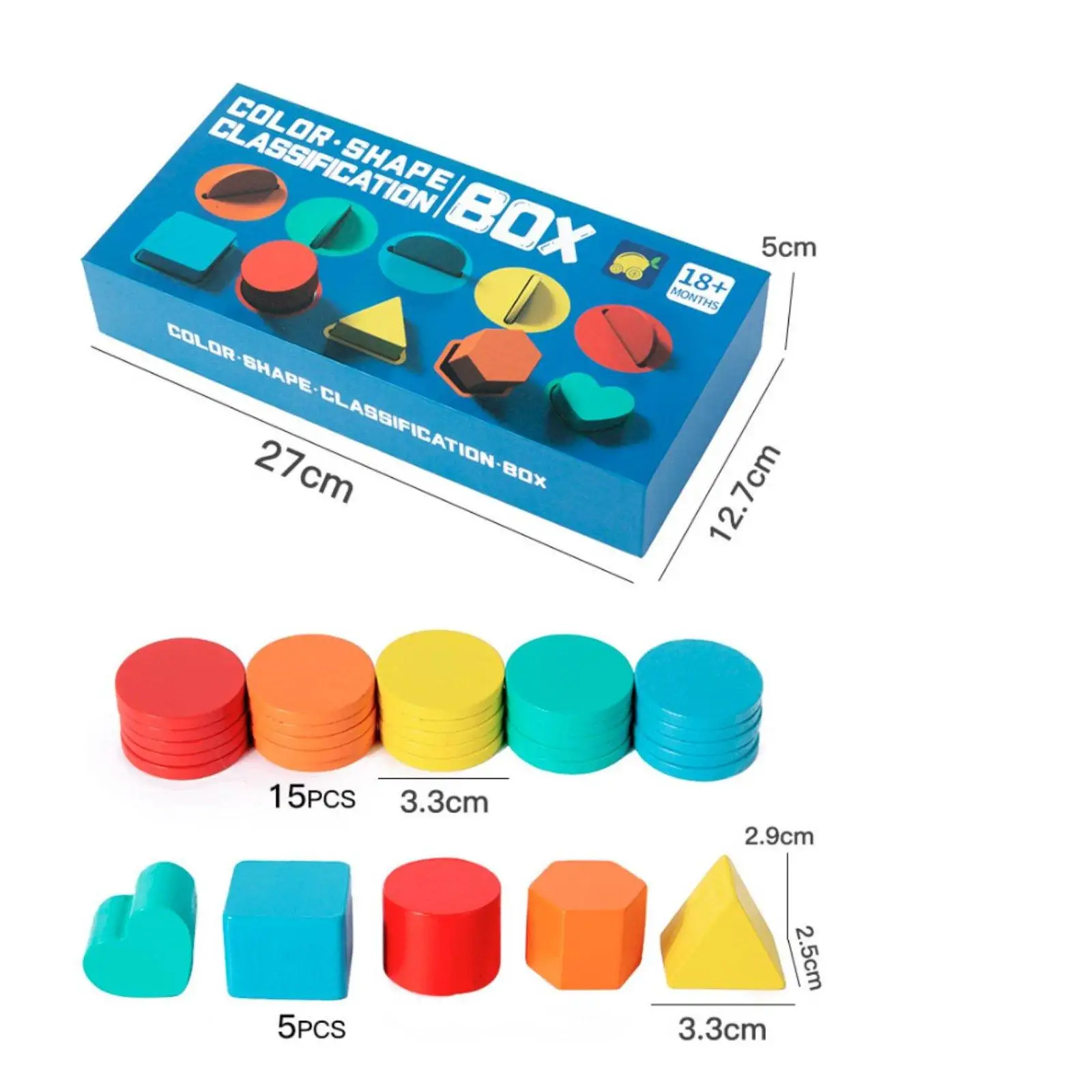 Kids Learning Wooden Shape Sorter Toy Color Shape Matching Puzzle Educational Sorting Box for Toddlers Preschool Kindergarten