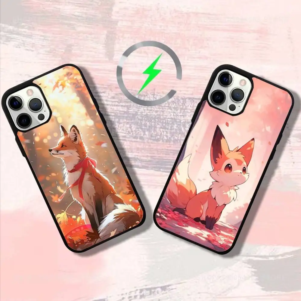 

Cartoon Animal Fox Phone Case For iPhone 17,16,15,14,13,12,11,Pro,Max,Plus,Mini,SE4,E Magnetic Magsafe Wireless Charging