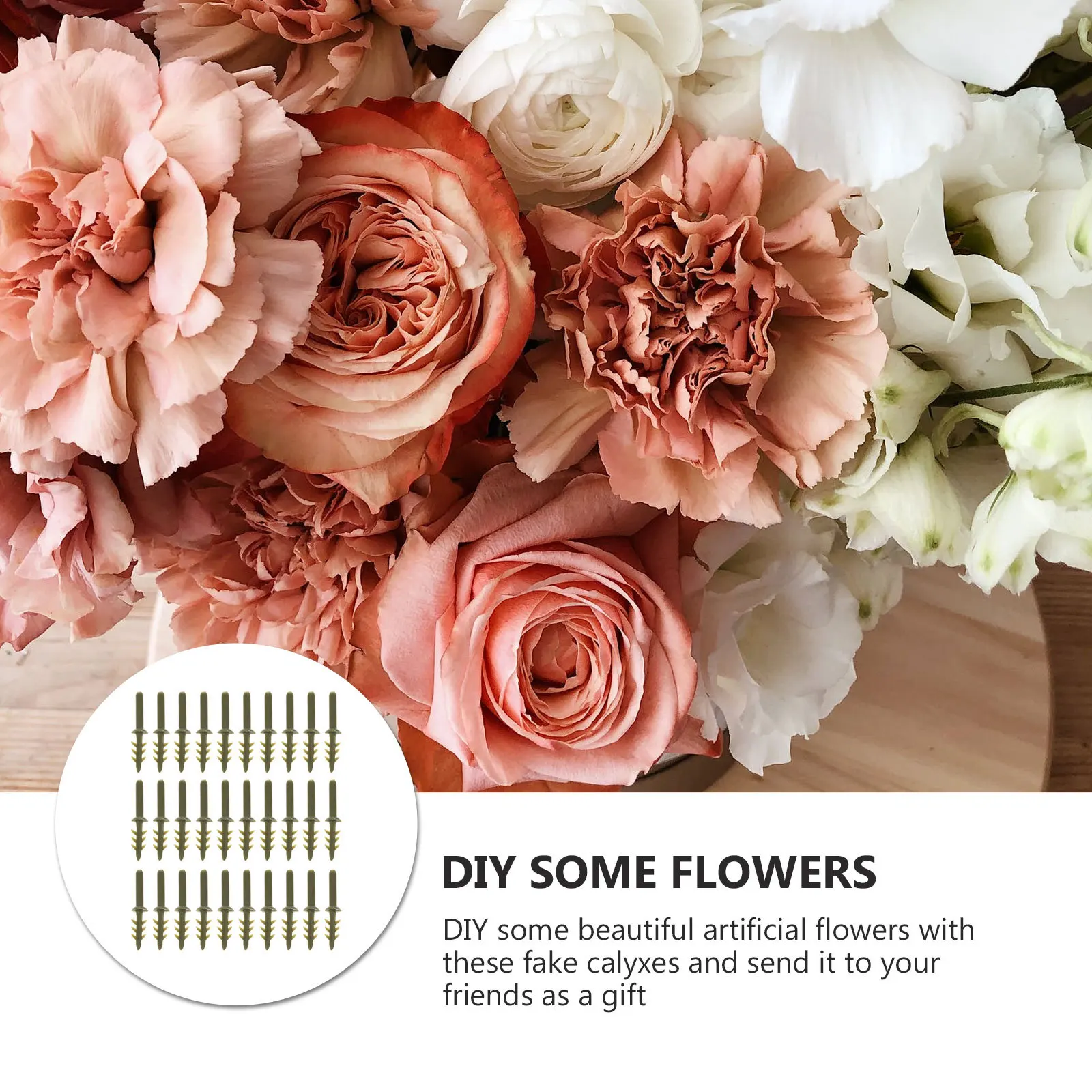 

1 set Simulated Flower Stamens Plastic Rose Diy Supplies For Artificial Flower Making Fake Calyxes Home Decor Party Decor