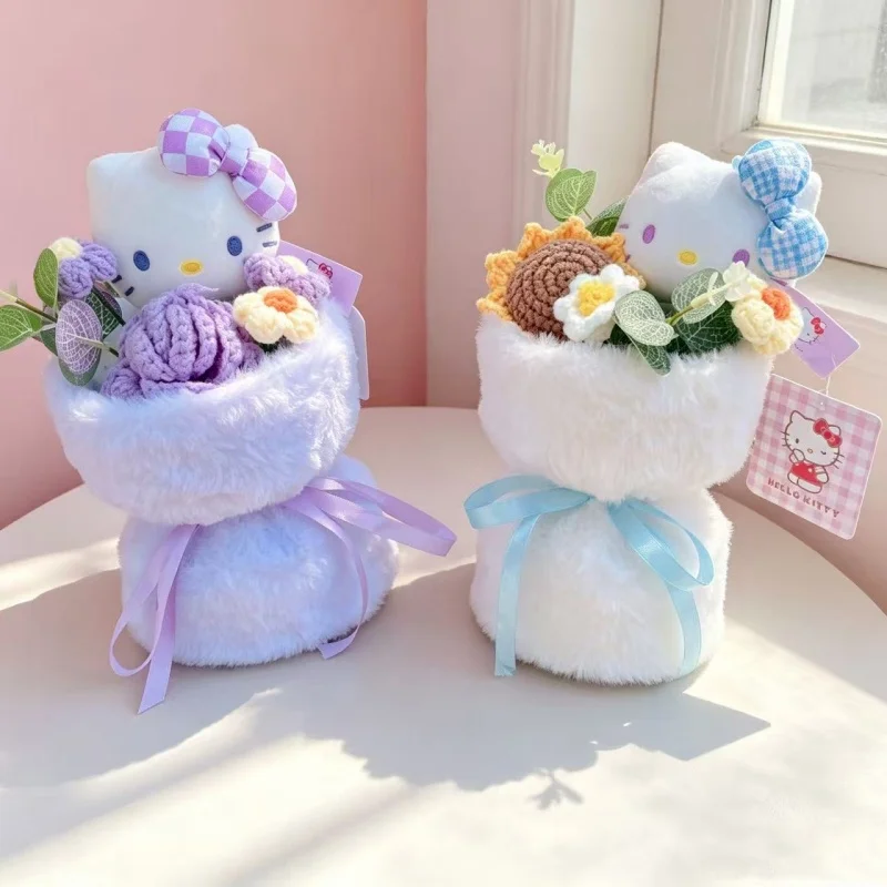 Genuine Hello Kitty Plush Toy Anime Stuffed Animals Keychains Creative Handmade Bouquets Christmas Vanlentine Birthday Gifts