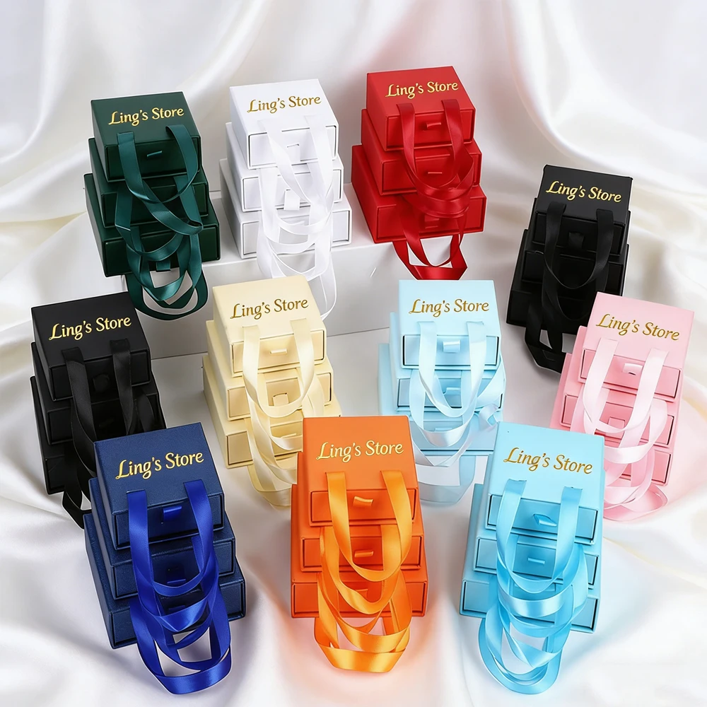 

50Pcs Personalized Logo Jewelry Drawer Handle Box Rings Earrings Necklace Pendant Studs Girlfriend Gift Organizer Wedding Favors