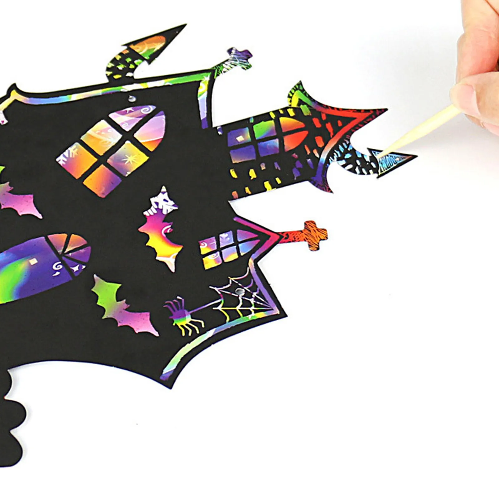 8-セット-diy-手芸ハロウィンスクラッチペーパークラフト楽しい教育キッズギフトカボチャゴーストバット装飾スクラッチカード